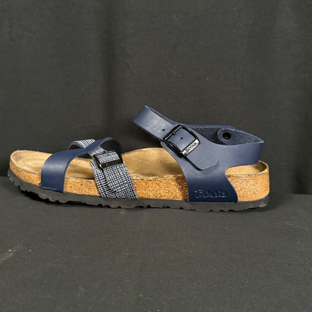 Birki's Birkenstock Lillie Navy Blue Plaid Strappy Slingback Sandals Womens 9 - Picture 11 of 14
